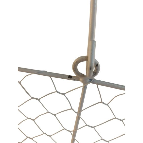 White Wire Mesh Basket With Wooden Handle Decorative Storage Home Organizer Farm - Picture 10 of 14